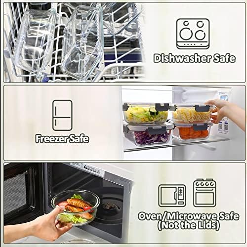 M MCIRCO 24 Piece Glass Food Storage Containers with Lids,Gray