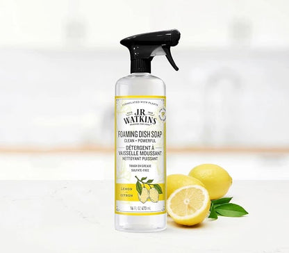 J.R. Watkins Trigger Spray Foaming Dish Soap, Lemon, 16 fl oz, 6 Pack
