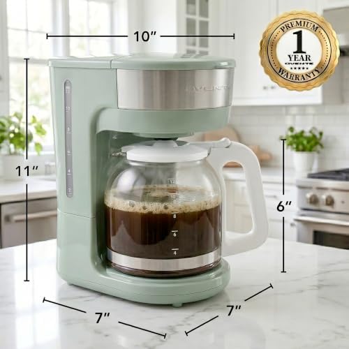 OVENTE 12-Cup Drip Coffee Maker with Easy On/Off Switch, Teal CM412LBL