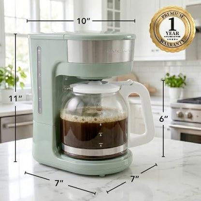 OVENTE 12-Cup Drip Coffee Maker with Easy On/Off Switch, Teal CM412LBL