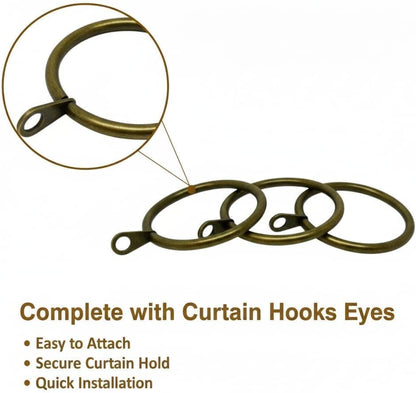 Metal Curtain Hooks Rings 40mm Internal Diameter Eyelets for Curtain Poles Drapery Pole Hooks Antique Brass Pack of 24