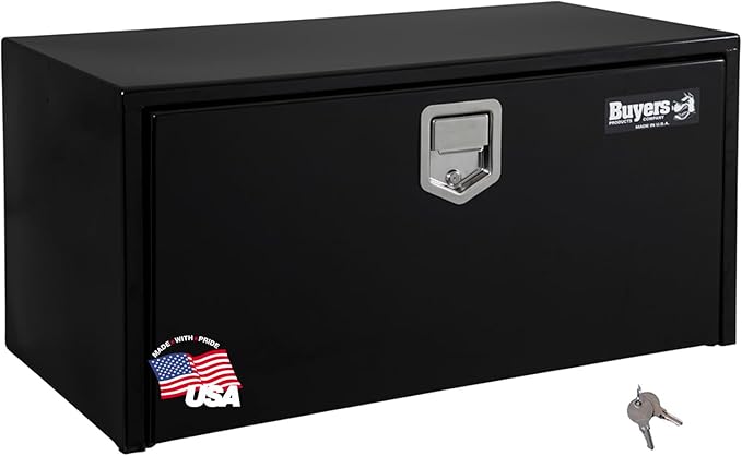 Buyers Products 1703103 Steel Underbody Truck Tool Box 14 x 16 x 30 Inch, Black Powder-Coated 14 Ga Steel, Locking Stainless Paddle Latch, Drop Door, Weather-Resistant, Made in USA
