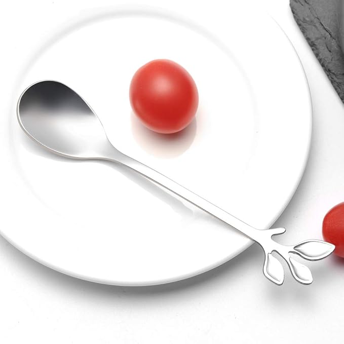 AnSaw Elegant Silver Leaf Coffee Spoons