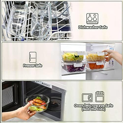 M MCIRCO 10 Pack Glass Food Storage Containers with Lids, White