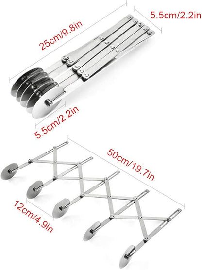 5 Wheel Pastry Cutter, Stainless Pizza Slicer, Expandable Pizza Slicer
