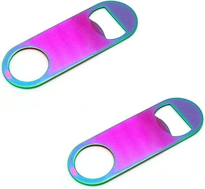 Rainbow Color Stainless Steel Flat Bottle Opener, Sturdy and Durable 2 Pcs to