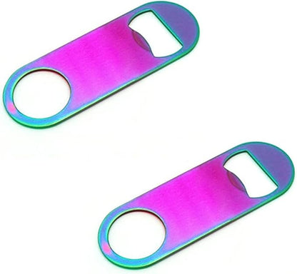 Rainbow Color Stainless Steel Flat Bottle Opener, Sturdy and Durable 2 Pcs to