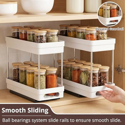 3 Pack Pull Out Spice Rack Organizer for Cabinet, Slide Out Spice Racks Organizer, Spice Cabinet Organizers, Cabinet Size Need:12'' Highx11'' Deepx5'' Wide,Each Tier Hold 10 Spice Jar- 2 Tier,3 Colors