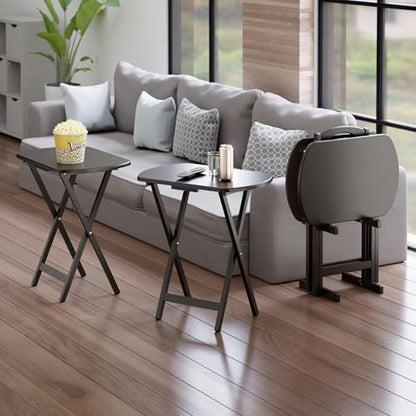Winsome Corbett Set of 4 Oversized Foldable Snack Tables with Storage Rack