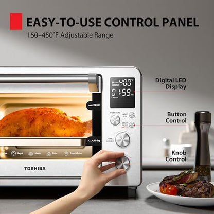 TOSHIBA ChefFry Air Fryer Toaster Oven Combo, 26.4-Quart, Stainless Steel