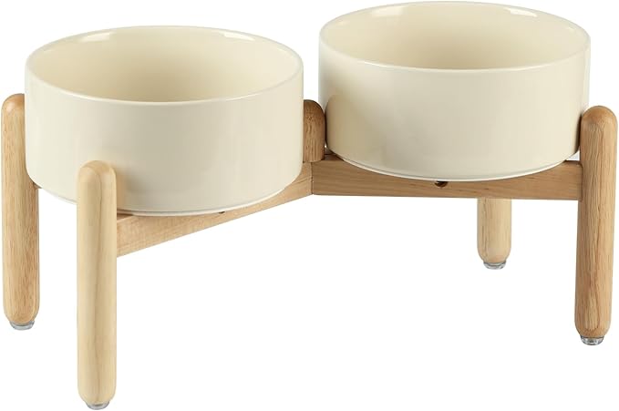 Ceramic 7.3inch Raised Double Bowls Set