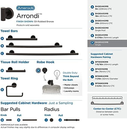 Amerock Arrondi Single Prong Oil-Rubbed Bronze Wall-Mounted Hook