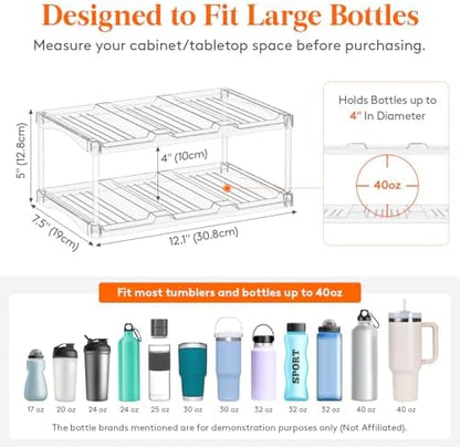 Lifewit Stackable Water Bottle Organizer, Clear Tumbler Holder for Cabinet