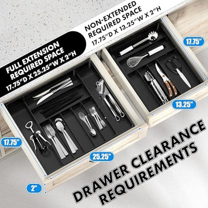 Simple Houseware Expandable Kitchen Drawer Flatware Organizer, Black