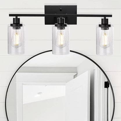 WINSHEN Wall Sconce Lighting 3-Light Matte Black Bathroom Vanity Light Fixtures