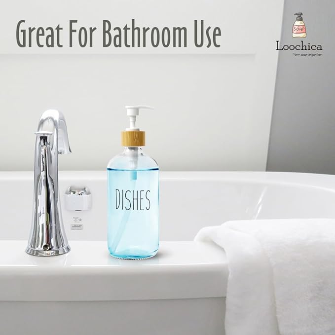 LOOCHICA Dish Clear Glass Soap Dispenser