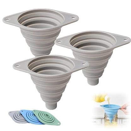 Kitchen Funnel Set 3 Pack, Collapsible Silicone Funnels