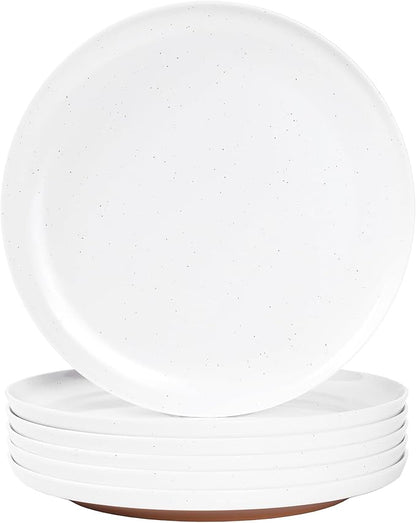 Webbylee Melamine Dessert Plates Set of 6-7.56" Serving Durable Dishes Perfect for Kitchen Outdoor Use,Durable Small Plates for Salad-White & Brown