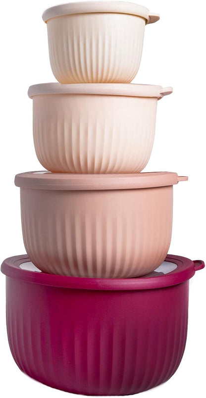 COOK WITH COLOR Prep Bowls with Lids- Wide and Deep Nesting Plastic Small