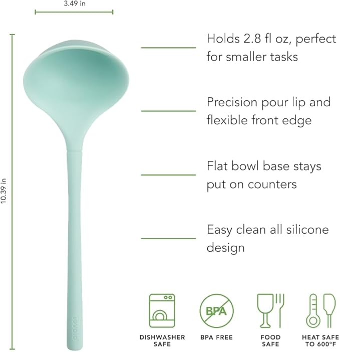 Tovolo Flex Core Small Silicone Ladle Aqua Seafoam Green Heat Safe Silicone