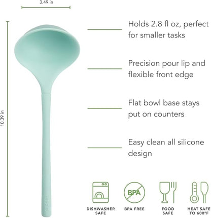 Tovolo Flex Core Small Silicone Ladle Aqua Seafoam Green Heat Safe Silicone