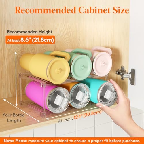 Lifewit Stackable Water Bottle Organizer, Clear Tumbler Holder for Cabinet