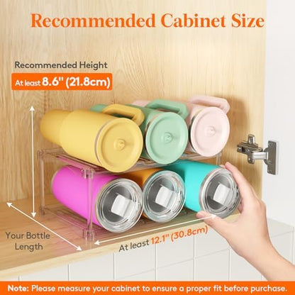 Lifewit Stackable Water Bottle Organizer, Clear Tumbler Holder for Cabinet