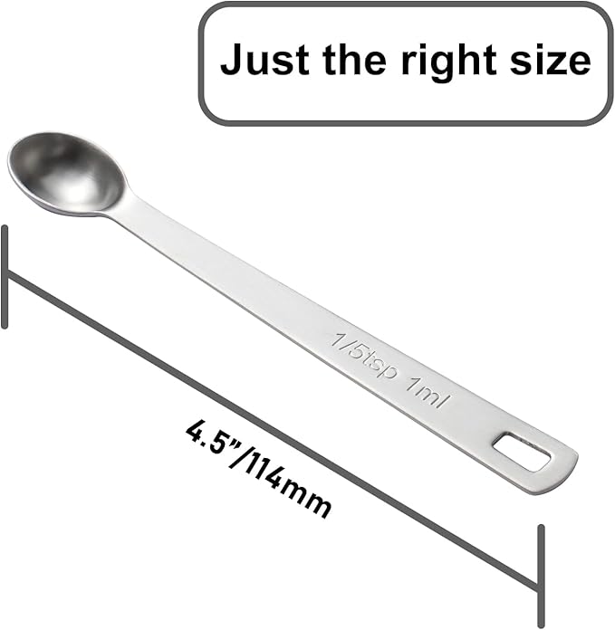2PCS 1/5 Teaspoon Single Tiny Measuring Spoon, Small Individual Stainless Steel
