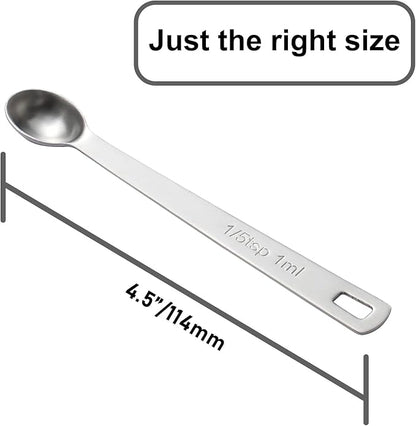 2PCS 1/5 Teaspoon Single Tiny Measuring Spoon, Small Individual Stainless Steel