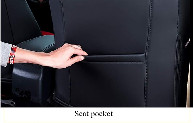 EKR Corolla Seat Covers Custom Fit for Toyota Corolla 2014 2015 2016 2017 2018 2019 L/LE Series Sedan,Leather Car Seat Cover Full Set for SUV-Faux Leather(Black with Red Trim)