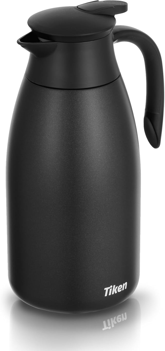 Tiken 85 Oz Thermal Coffee Carafe, Stainless Steel Insulated Vacuum Coffee