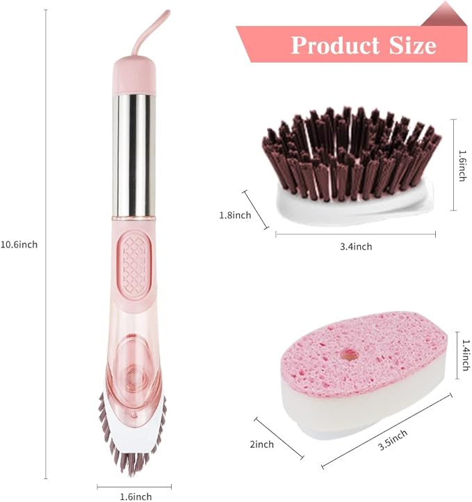 Dish Cleaning Brush, Soap Dispensing Dish Brush Set