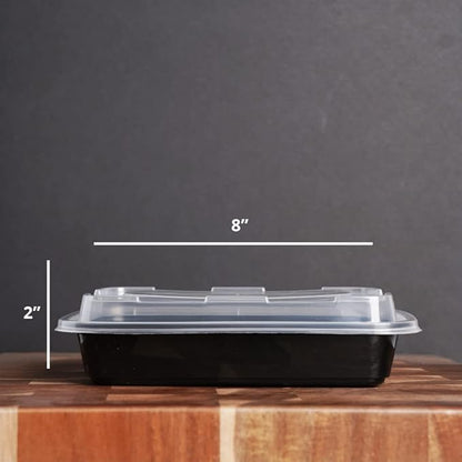 TIYA Food Containers - 16 oz Bulk 150 Pack with Lids - Rectangular Plastic To-Go Containers - Reusable, Microwavable, Dishwasher Safe - Leak-Proof for Meal Prep - BPA-Free