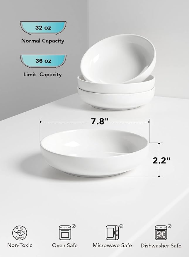 LE TAUCI Pasta Bowls 32 oz, Salad Bowls Set