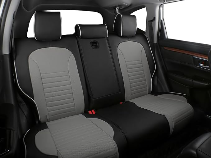 EKR CRV Seat Covers Custom Fit for Honda CRV 2015 2016 Full Set Car Seat Cover for SUV, Leather Truck Seat Protectors,Faux Leather(Black/Gray)
