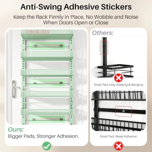 SNTD 8 Tiers Over the Door Organizer, 17" W x 6" D x 69" H, Green