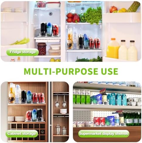 Coanto Drink Organizer for Fridge, Soda Can Organizer for Refrigerator with Automatic Pusher Glide, Adjustable Width Drink Dispenser for Fridge, Holds up to 30 Cans or Bottles, 6 Row