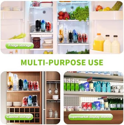 Coanto Drink Organizer for Fridge, Soda Can Organizer for Refrigerator with Automatic Pusher Glide, Adjustable Width Drink Dispenser for Fridge, Holds up to 30 Cans or Bottles, 6 Row