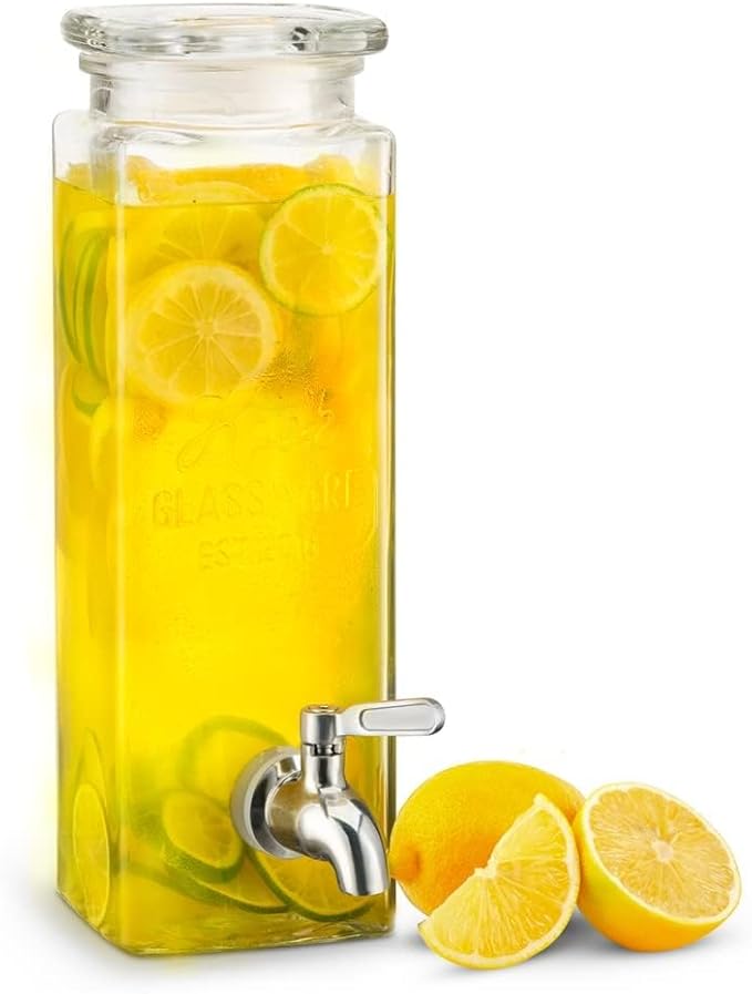 Kook Drink Dispenser, 80 oz, Water Dispenser Countertop, Glass Drink Dispenser