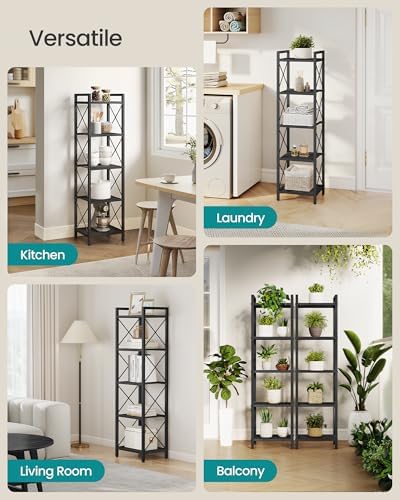 SONGMICS 5-Tier Steel Storage Rack, Shelving Unit with X Side Frames