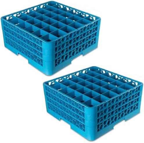 Carlisle FoodService Products RG36-314 OptiClean 36 Compartment Glass Rack with 3 Extenders, 2-15/16" Compartments, Blue (Pack of 2)