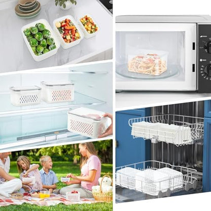10 Pieces Fruit Storage Container for Fridge,with Removable Colander