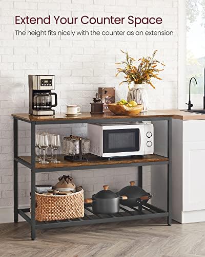 VASAGLE Kitchen Island with 3 Shelves, Storage Cabinet, Steel Structure