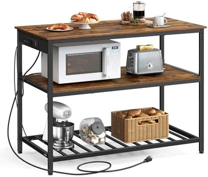 VASAGLE Kitchen Island with 3 Shelves, Storage Cabinet, Steel Structure