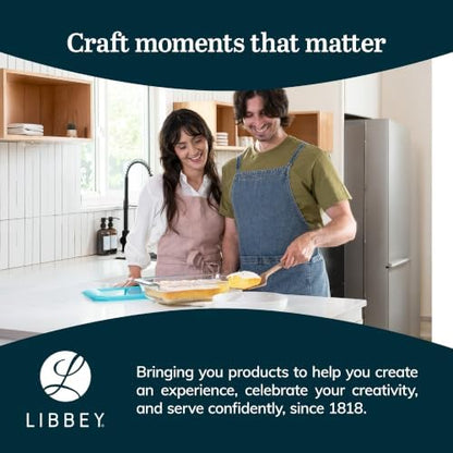 Libbey Baker’s Premium 2 Piece Glass Baking Dish Set, Stackable Casserole Dish with Lid Set, Baking Glassware for Casseroles, Lasagna, Brownies, Cakes