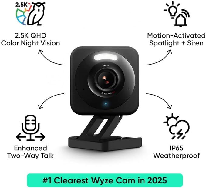 WYZE Cam v4, 2.5K AI Security Camera, Indoor/Outdoor Cameras