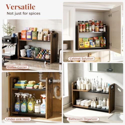 2-Tier Expandable Spice Rack Organizer for Countertop,15.2"-21.5"