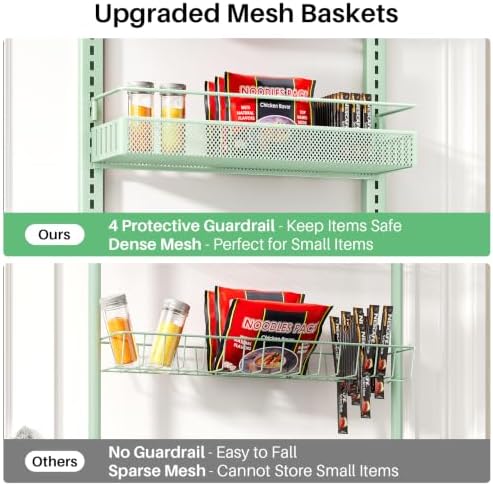 SNTD 8 Tiers Over the Door Organizer, 17" W x 6" D x 69" H, Green