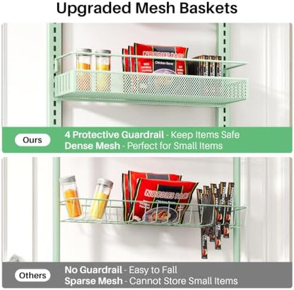 SNTD 8 Tiers Over the Door Organizer, 17" W x 6" D x 69" H, Green