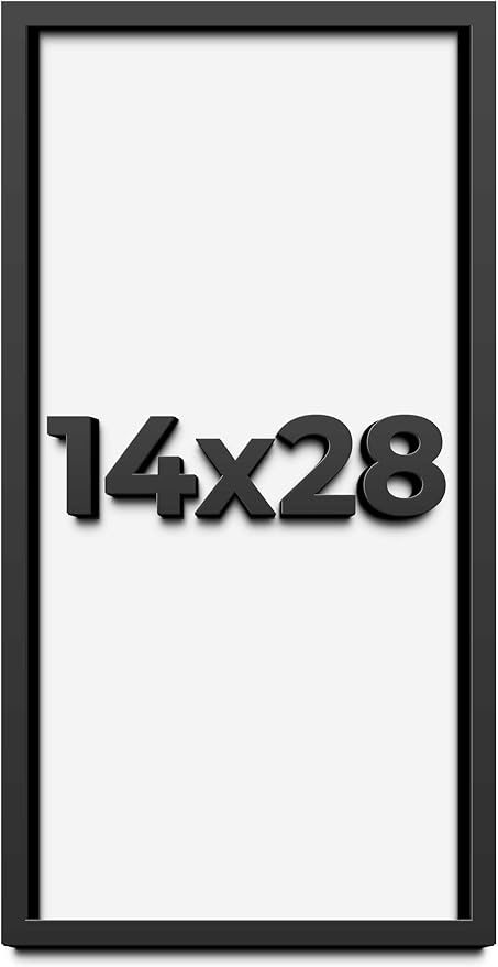 14x28 Shadow Box Frame Black | 1 Inch Deep Solid Wood Shadowbox Display Frame |